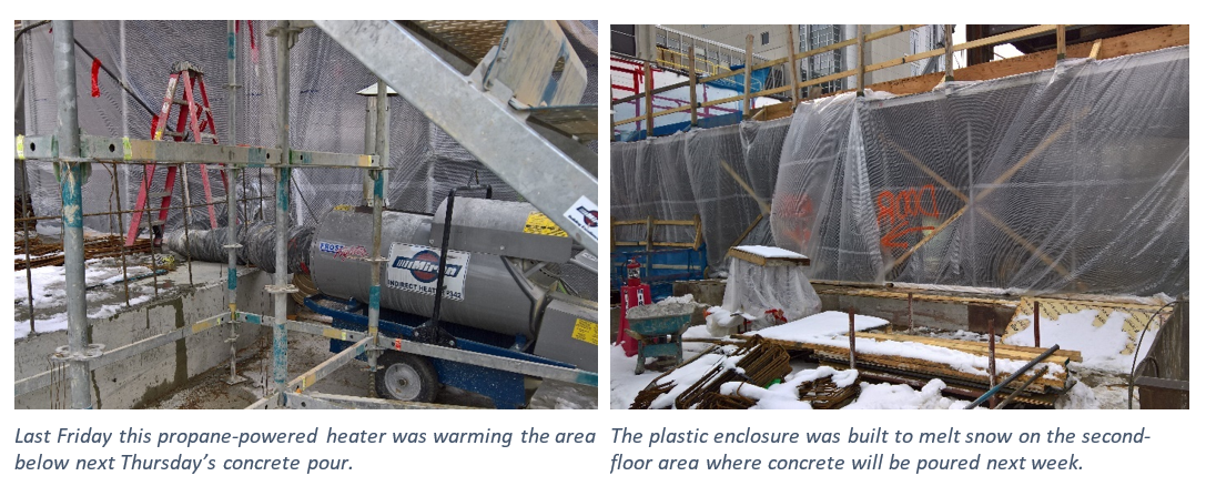 a heater and plastic are used to melt snow